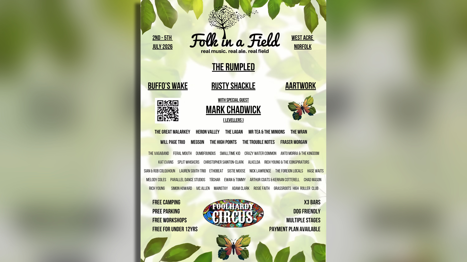 folk in a field festival lineup poster