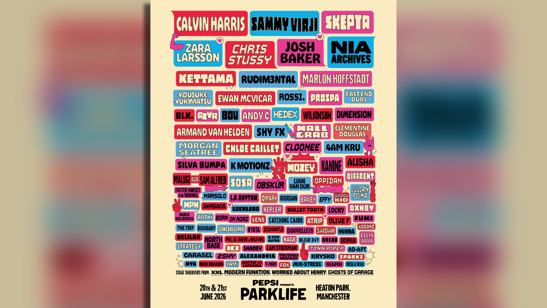 parklife 2026 lineup poster