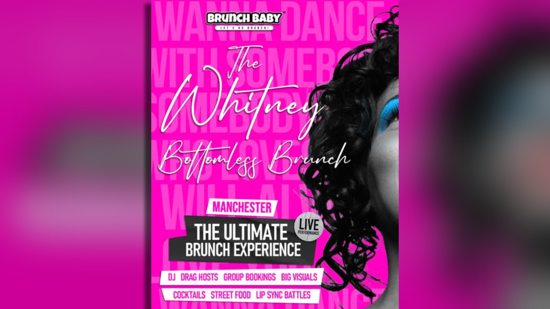 whitney bottomless brunch poster