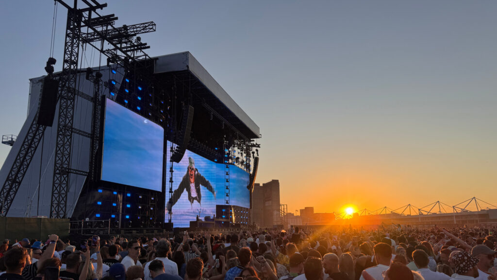 Silverworks Island stage at sunset