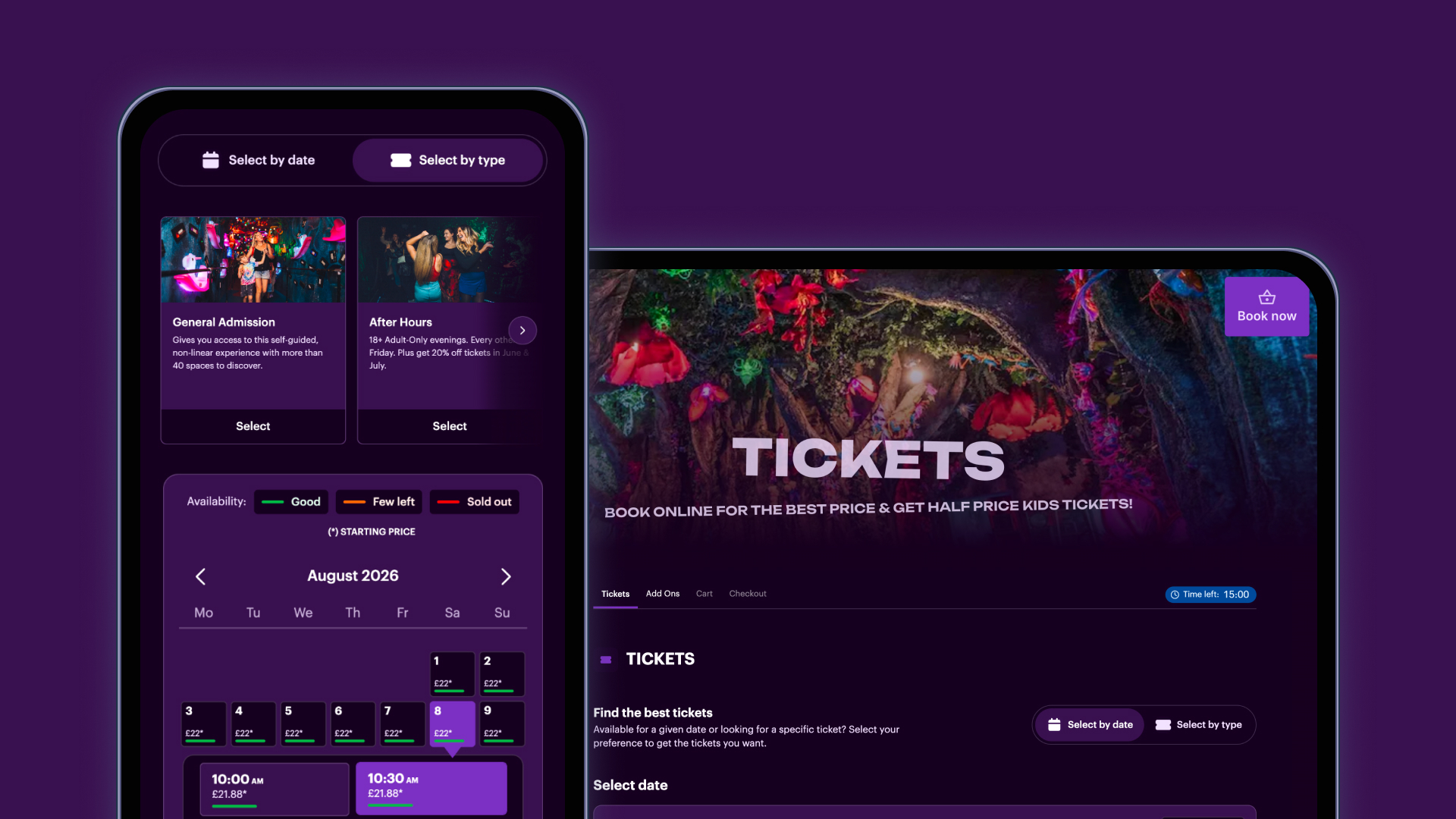 Wake The Tiger booking view on the new WeezTicket platform