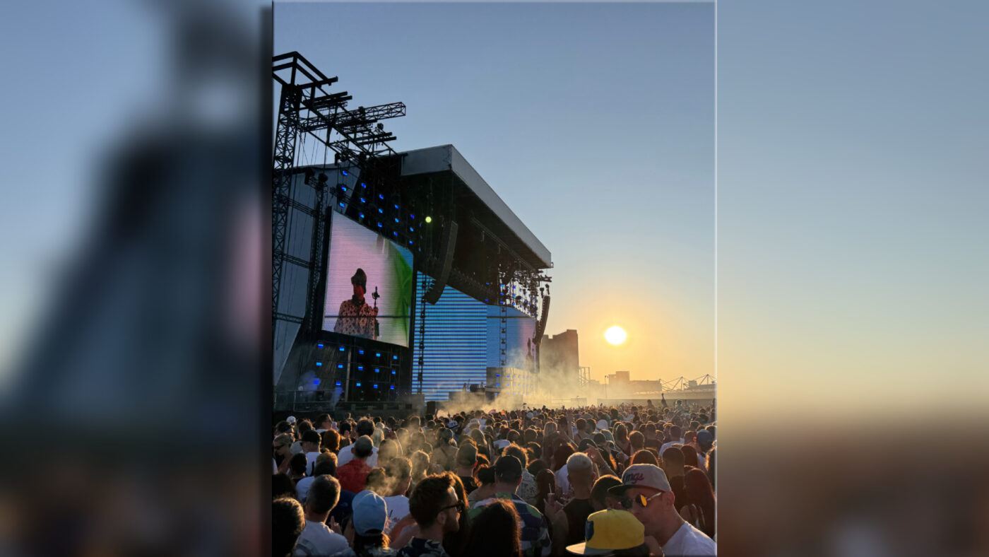 Silverworks Island stage at sunset